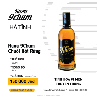 RƯỢU 9CHUM CHUỐI HỘT RỪNG 500ML