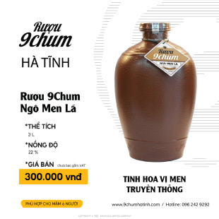 RƯỢU 9CHUM NGÔ MEN LÁ 3L