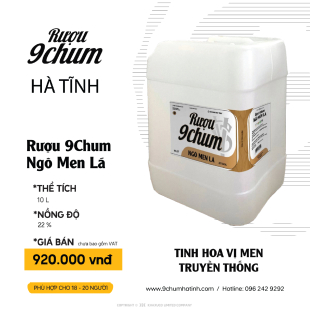RƯỢU 9CHUM NGÔ MEN LÁ 10L
