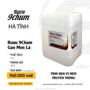 RƯỢU 9CHUM GẠO MEN LÁ 10L