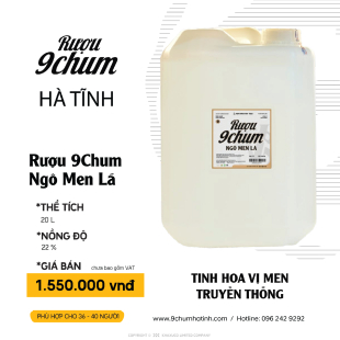 RƯỢU 9CHUM NGÔ MEN LÁ 20L